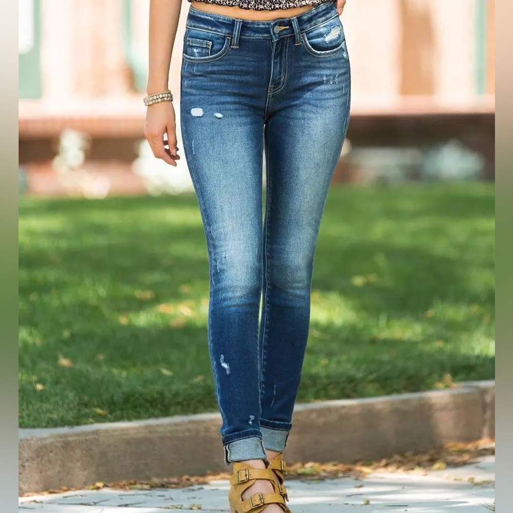 Bridge by gly Mid-Rise Skinny Stretch Jean in spring blossom size 27 - Picture 2 of 8